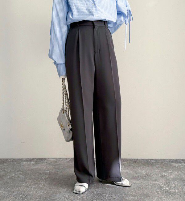 fredy emue「とろみツイルタックスラックス【レングス長め丈あり】」|スラックス|