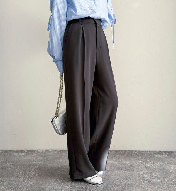 fredy emue「とろみツイルタックスラックス【レングス長め丈あり】」|スラックス|