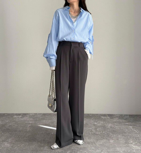 fredy emue「とろみツイルタックスラックス【レングス長め丈あり】」|スラックス|