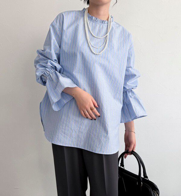 fredy emue「袖フレアストライプシャツ」|シャツ・ブラウス|