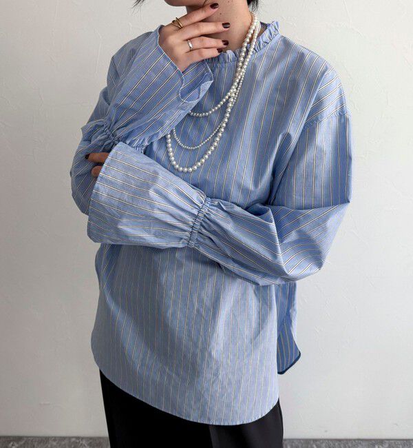 fredy emue「袖フレアストライプシャツ」|シャツ・ブラウス|