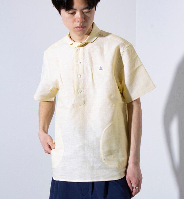 GLOSTER「【GEVACO/ゲバコ】コットンリネン プルオーバーシャツ ワンポイントロゴ ストライプ」|シャツ・ブラウス|