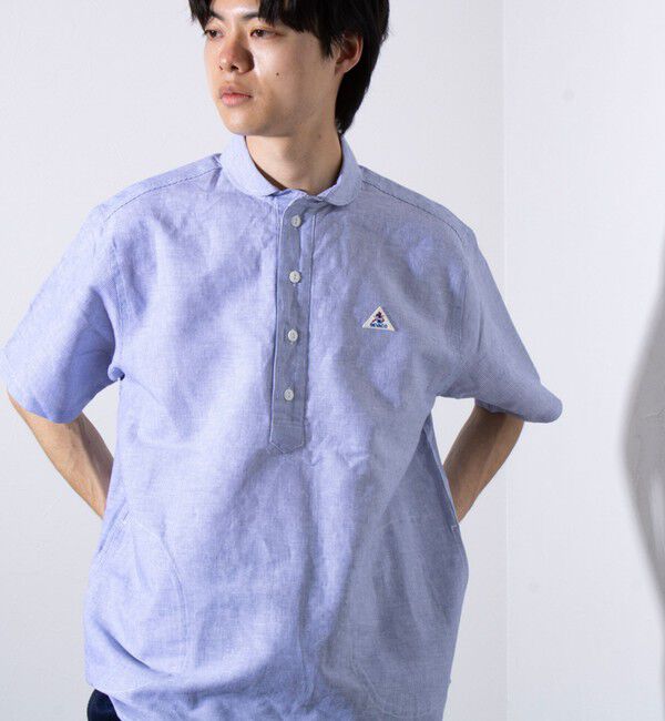 GLOSTER「【GEVACO/ゲバコ】コットンリネン プルオーバーシャツ ワンポイントロゴ ストライプ」|シャツ・ブラウス|