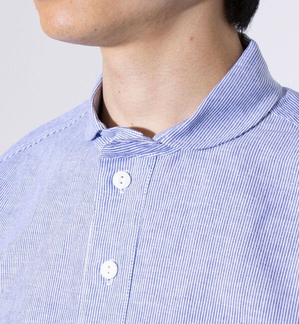 GLOSTER「【GEVACO/ゲバコ】コットンリネン プルオーバーシャツ ワンポイントロゴ ストライプ」|シャツ・ブラウス|