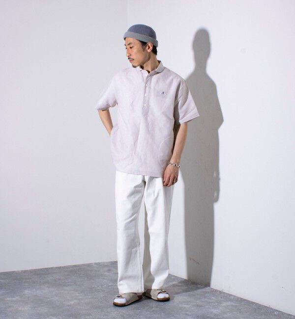 GLOSTER「【GEVACO/ゲバコ】コットンリネン プルオーバーシャツ ワンポイントロゴ ストライプ」|シャツ・ブラウス|