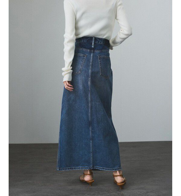 SALON adam et rope'「【WEB限定】リメイクライクデニムスリットスカート」|スカート|ブルー系(45)