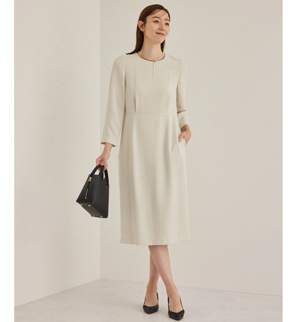 ROPE「トリアセダブルクロスウエストコンシャスワンピース」|ワンピース|ベージュ(27)