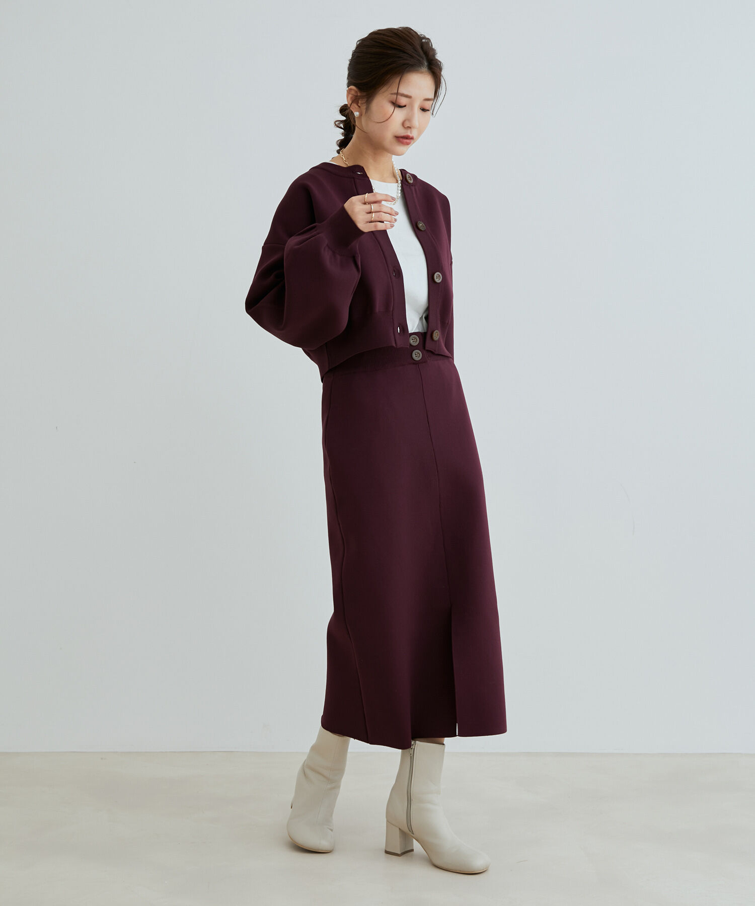 vis-a-vis「【WEB限定】【高橋愛コラボ】前後2WAYスポンジニットタイトスカート【セットアップ対応】」|スカート|