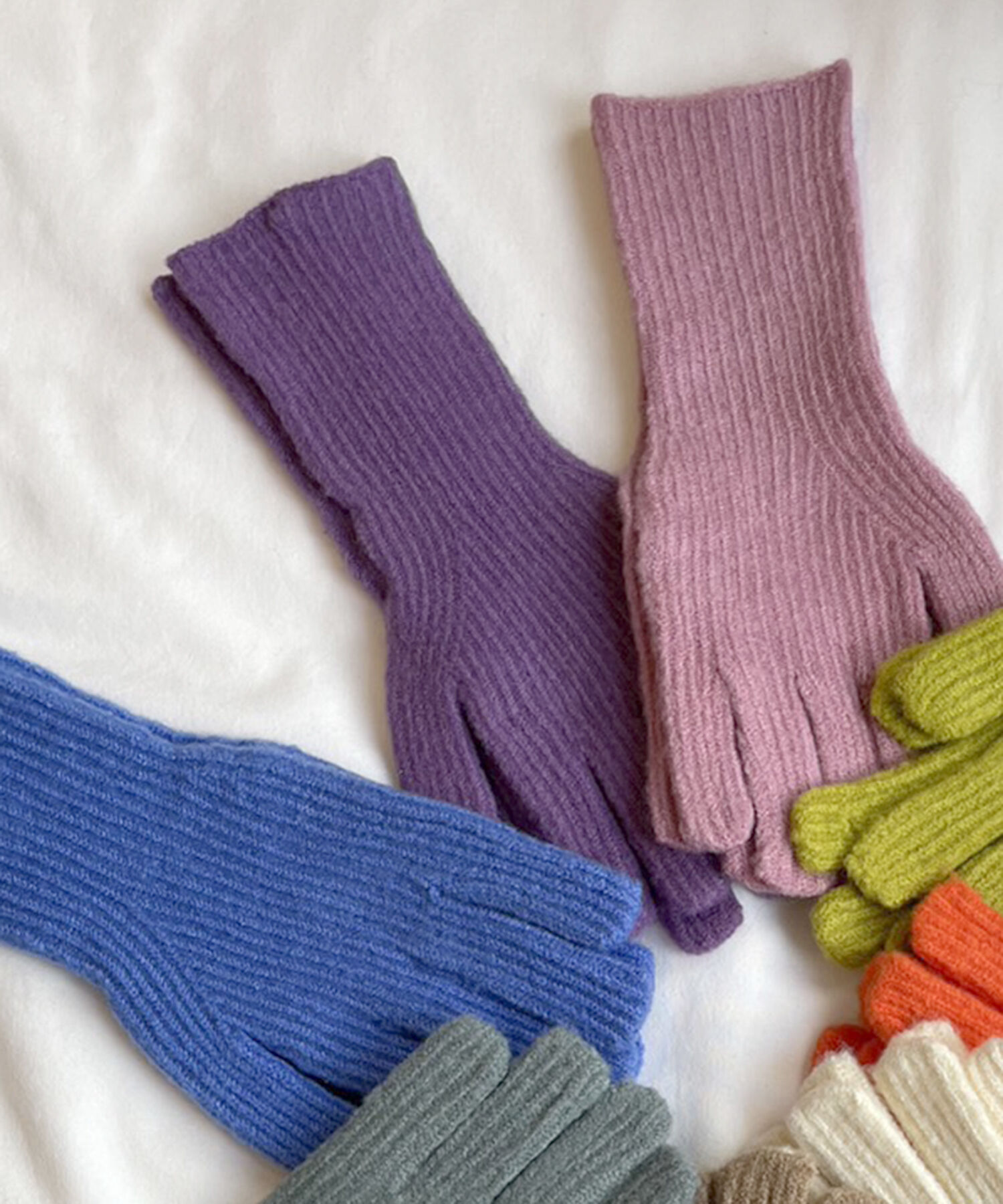 VIS「【WEB限定】選べる8色！穴あきリブニットグローブ」|手袋|パープル(50)