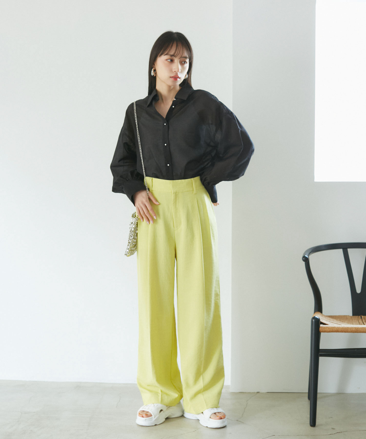 VIS「メタル釦シンプルシアーシャツ」|シャツ・ブラウス|