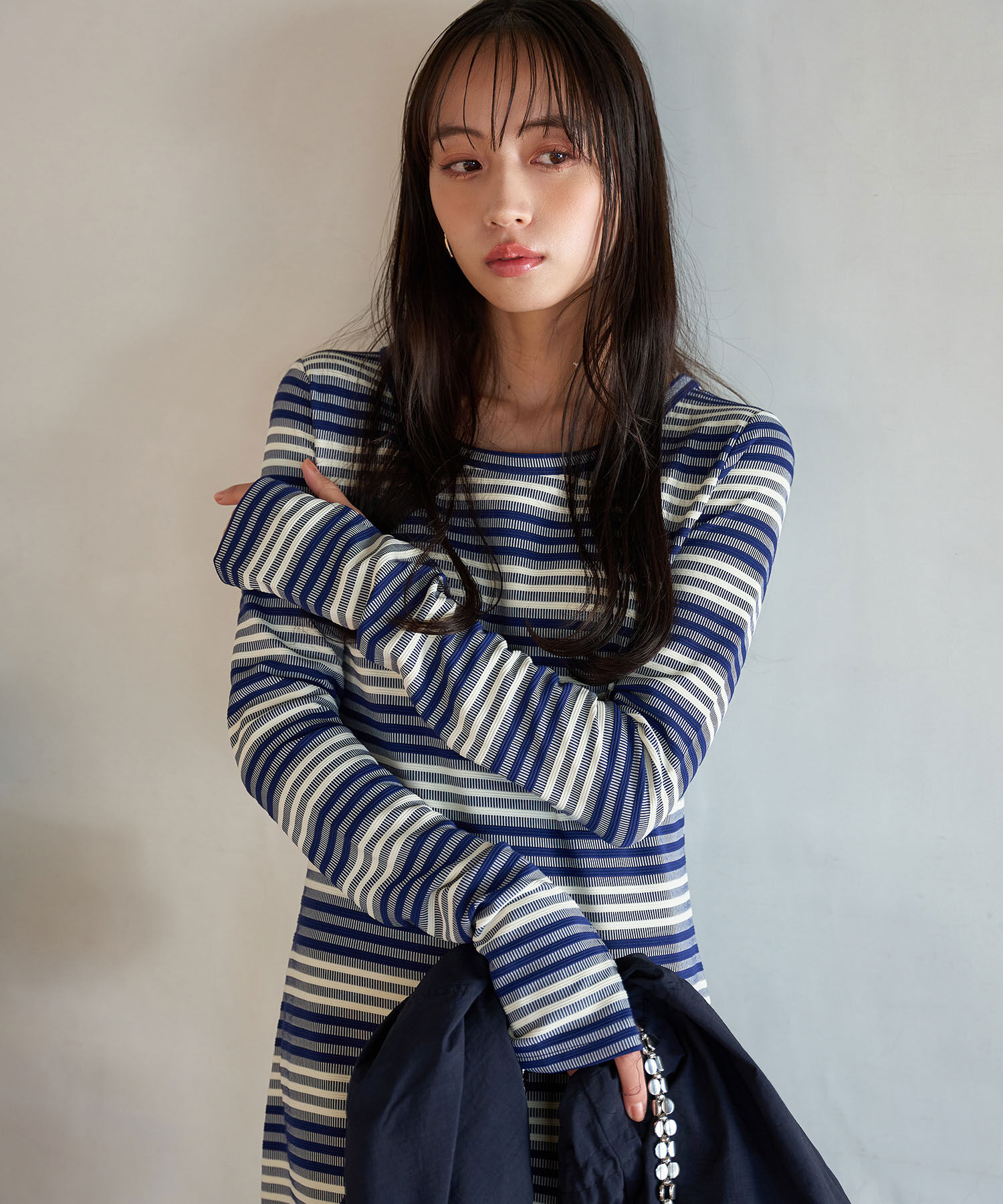 VIS「【STAYC/ISA着用】ジャガードマルチボーダーカットワンピース【洗える】」|ワンピース|