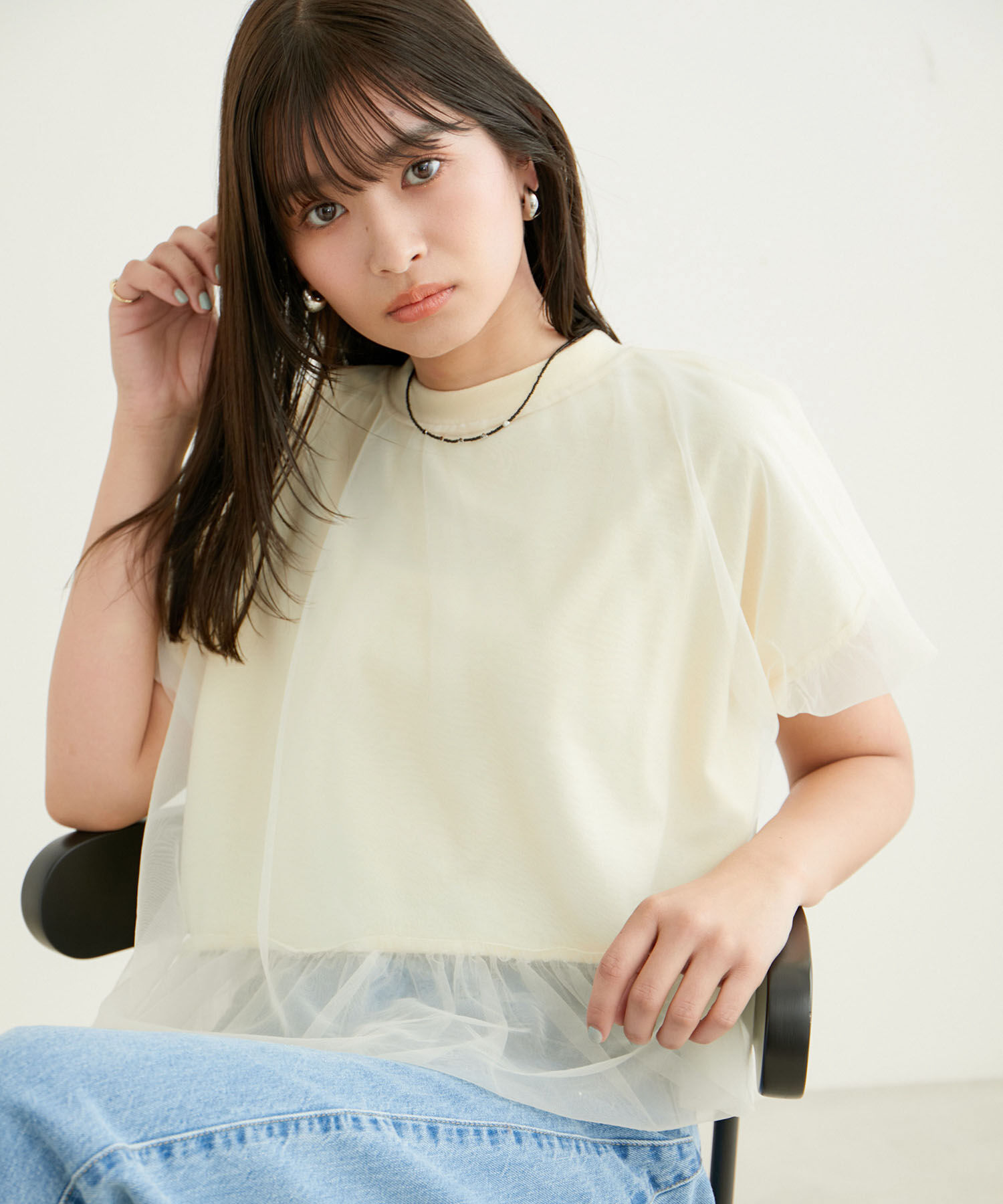 VIS「【2WAY】チュールリバーシブルプルオーバー」|Tシャツ・カットソー|