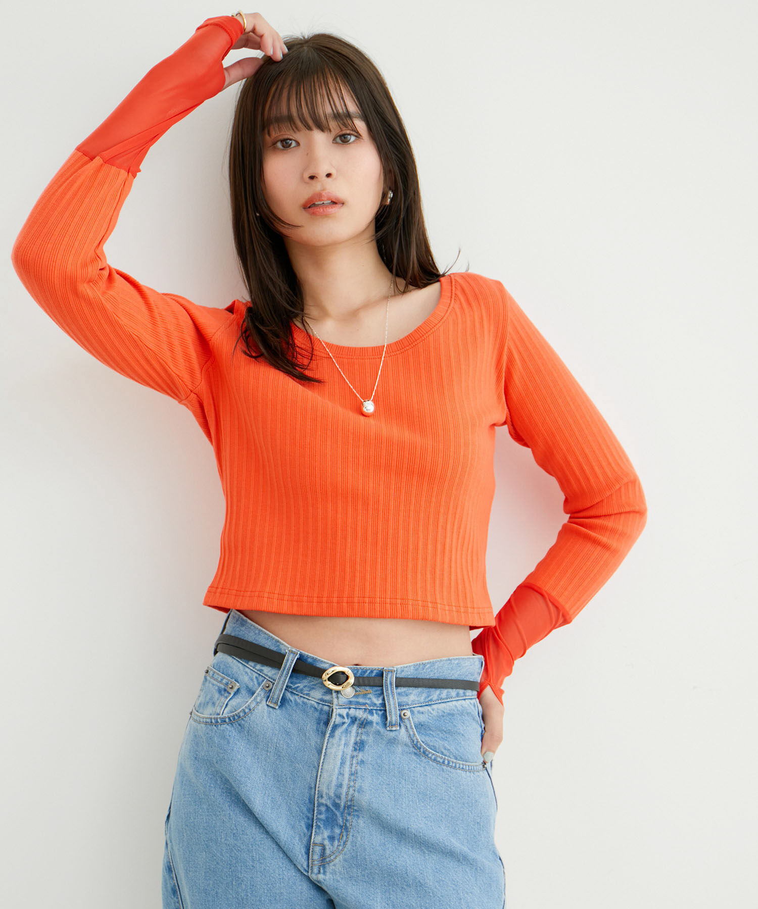 VIS「ショルダーカットアウトショート丈プルオーバー」|Tシャツ・カットソー|