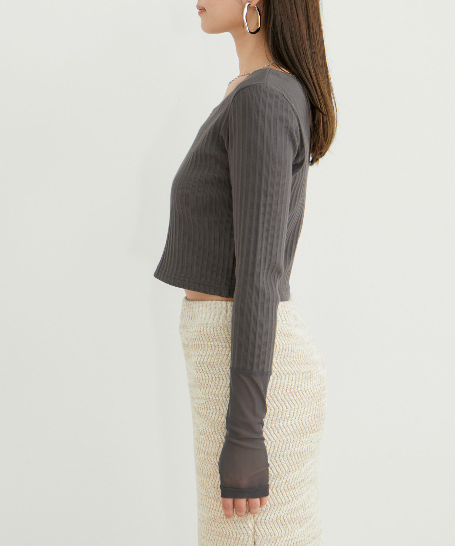 VIS「ショルダーカットアウトショート丈プルオーバー」|Tシャツ・カットソー|