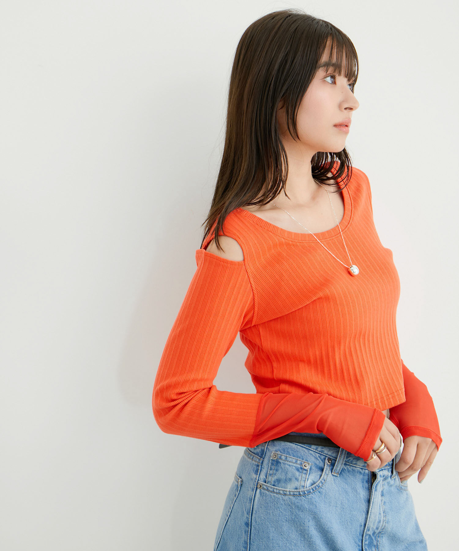 VIS「ショルダーカットアウトショート丈プルオーバー」|Tシャツ・カットソー|