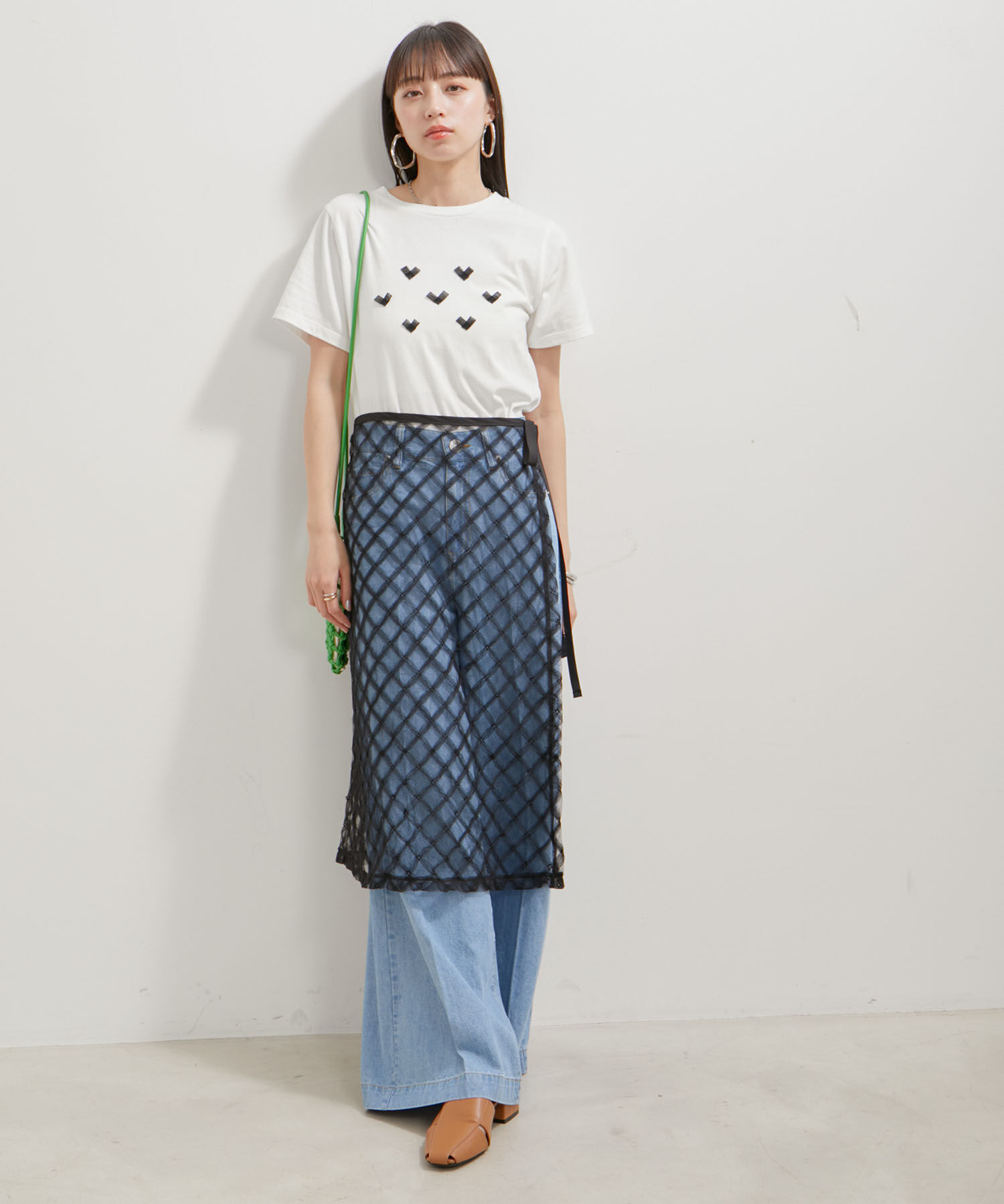 VIS「【WEB/一部店舗限定】アソートレースオーバーラップスカート」|スカート|