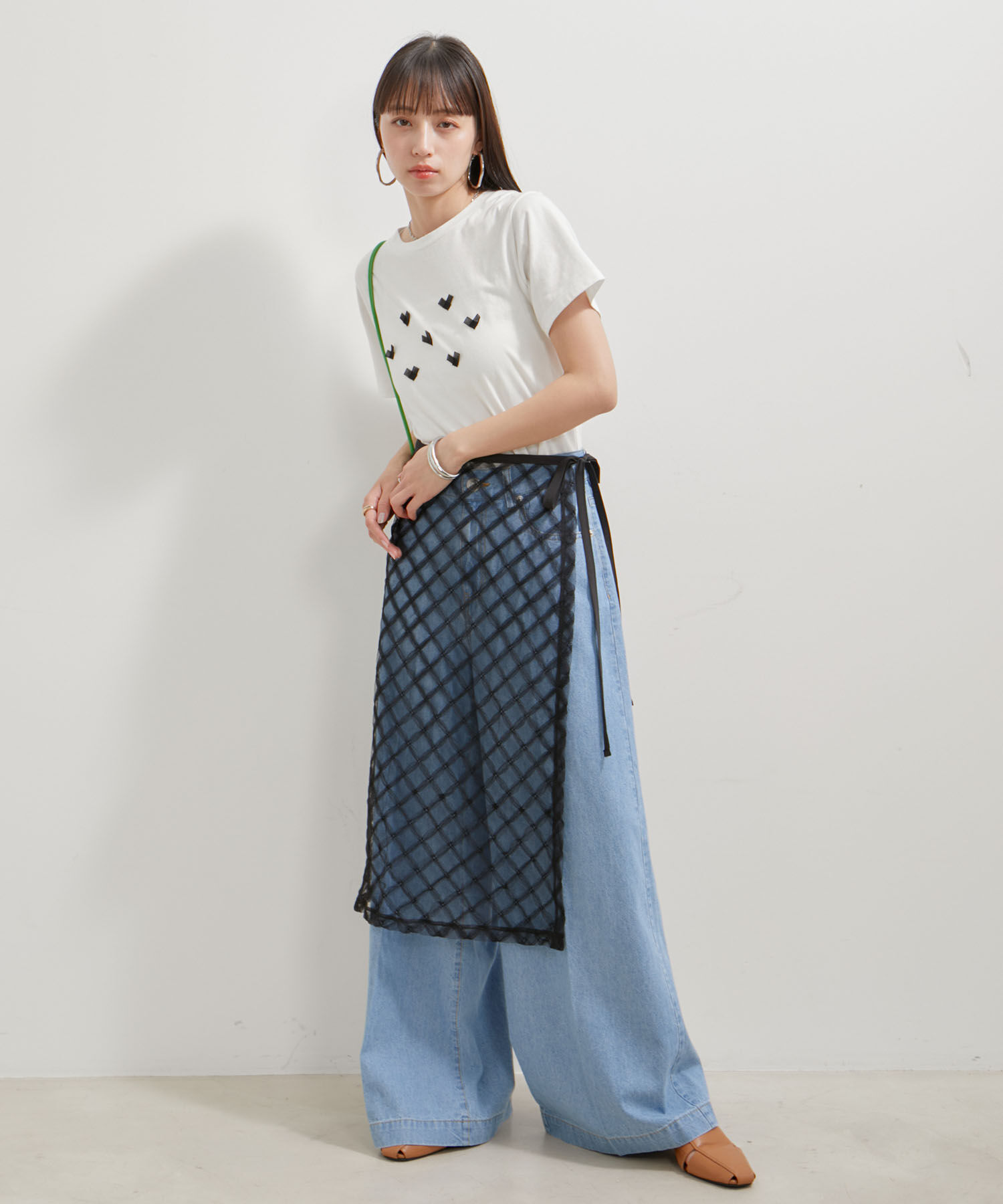 VIS「【WEB/一部店舗限定】アソートレースオーバーラップスカート」|スカート|