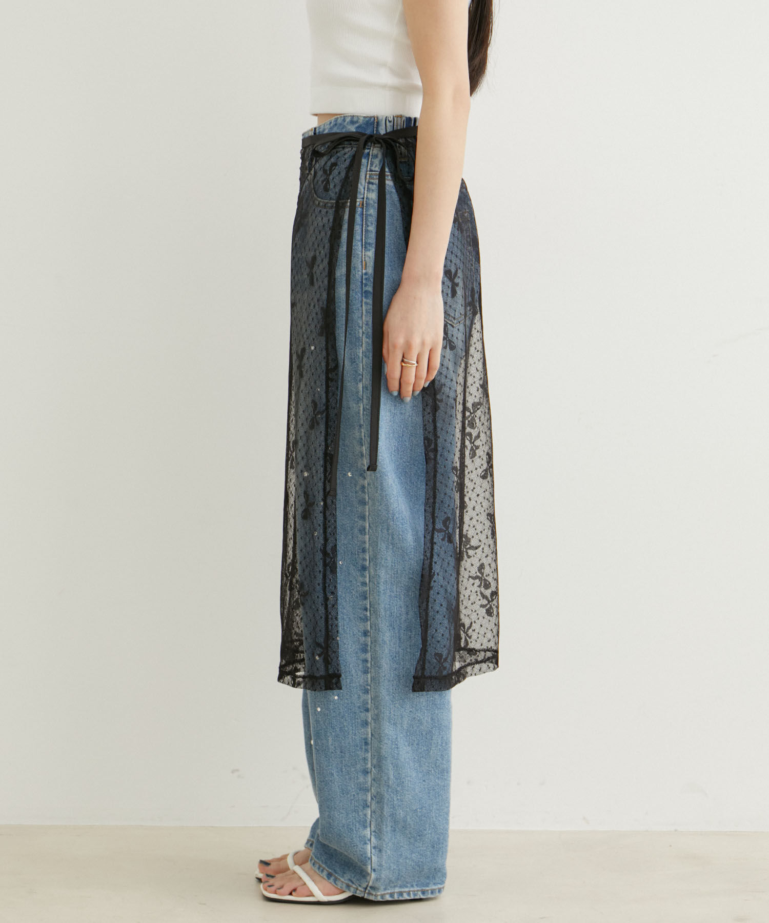 VIS「【WEB/一部店舗限定】アソートレースオーバーラップスカート」|スカート|
