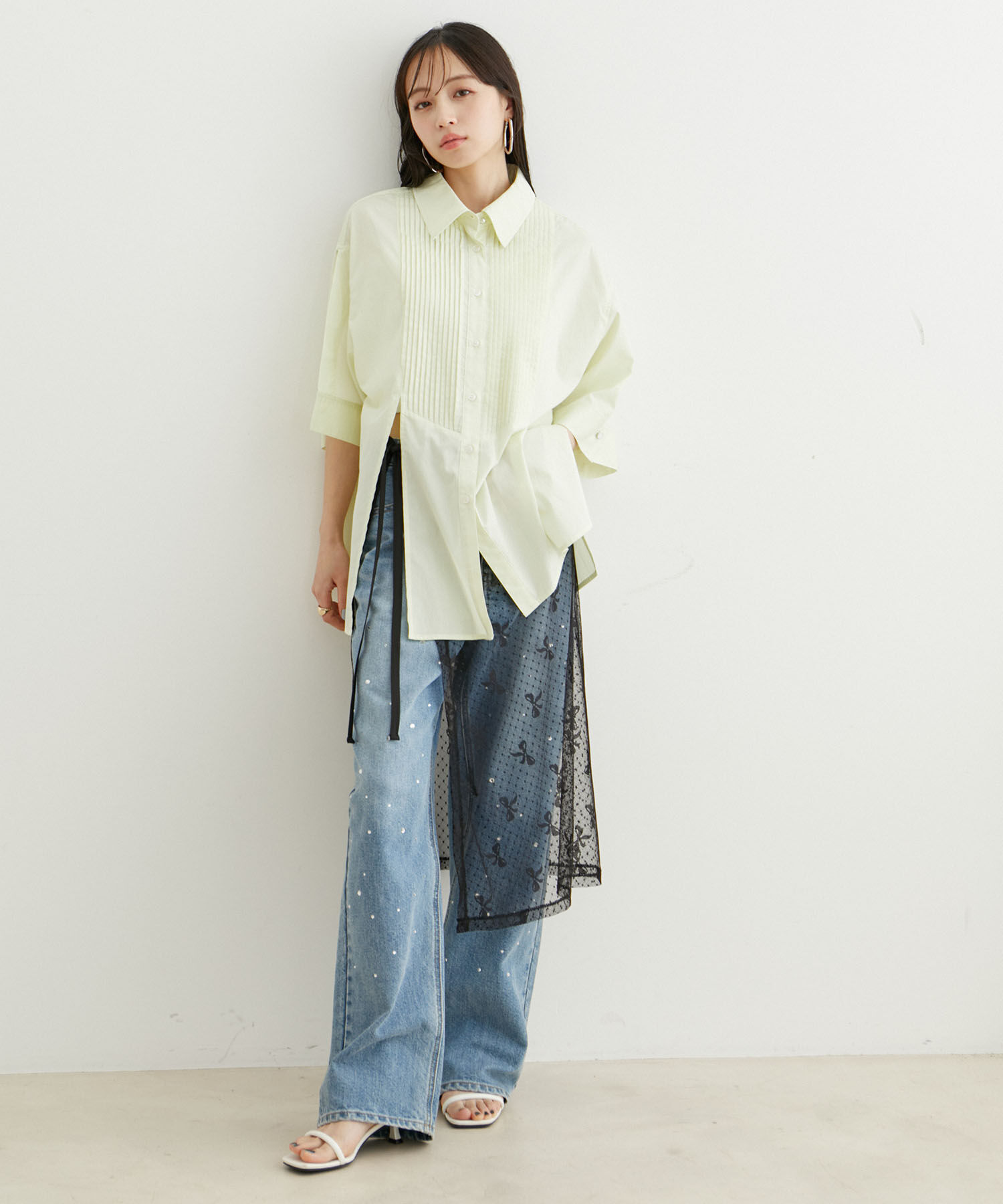 VIS「【WEB/一部店舗限定】アソートレースオーバーラップスカート」|スカート|