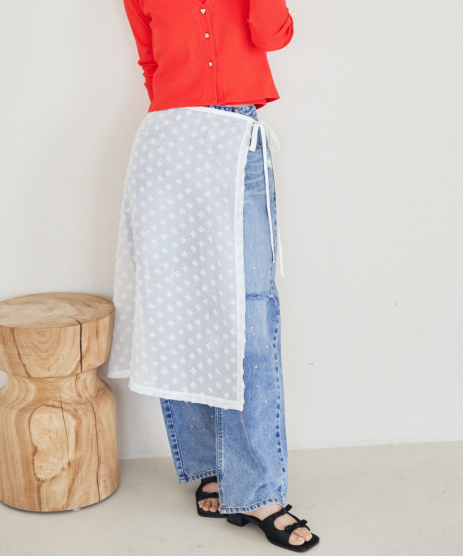 VIS「【WEB/一部店舗限定】アソートレースオーバーラップスカート」|スカート|