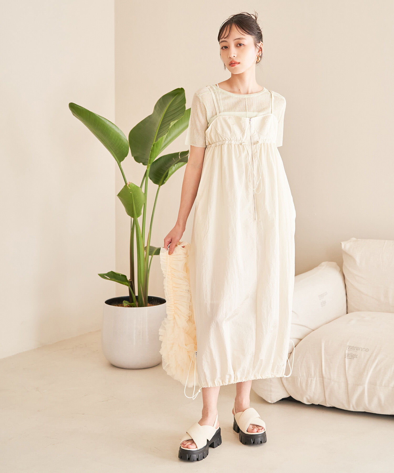 VIS「【Lottoコラボ】ナイロンバルーンキャミワンピース」|ワンピース|