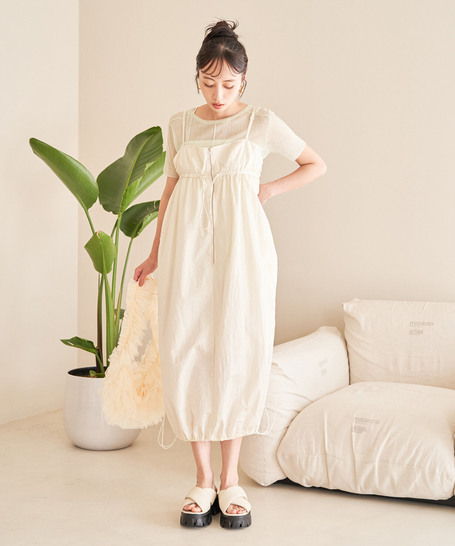 VIS「【Lottoコラボ】ナイロンバルーンキャミワンピース」|ワンピース|