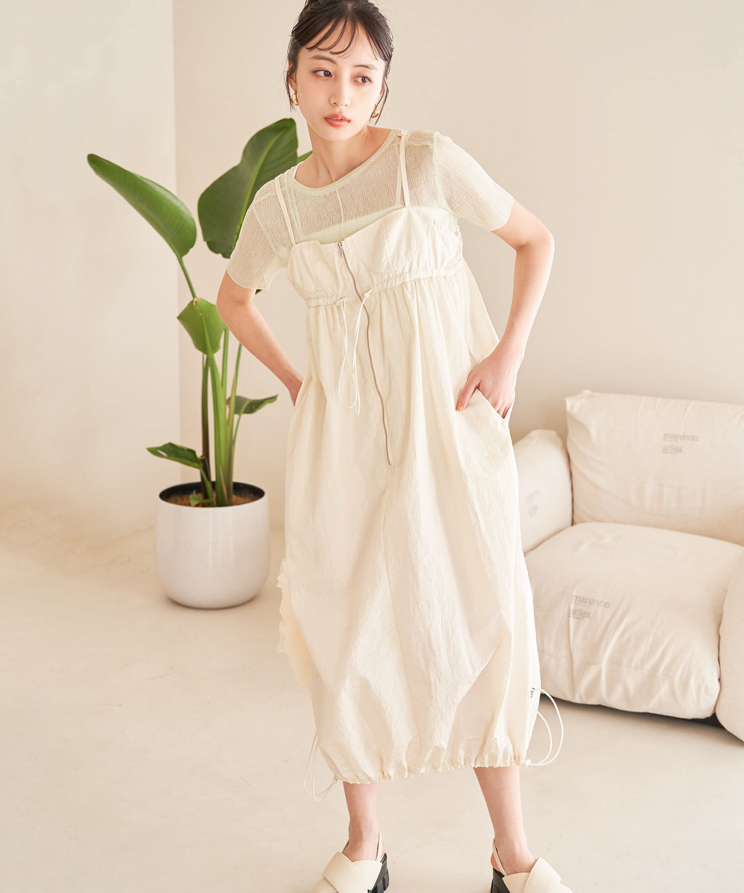 VIS「【Lottoコラボ】ナイロンバルーンキャミワンピース」|ワンピース|