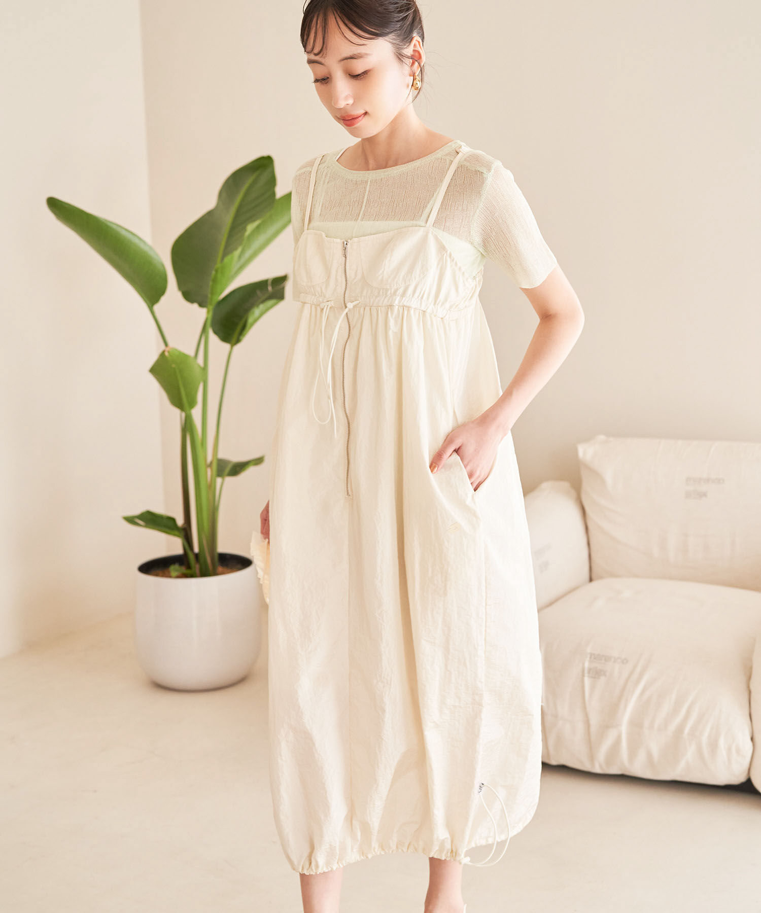 VIS「【Lottoコラボ】ナイロンバルーンキャミワンピース」|ワンピース|