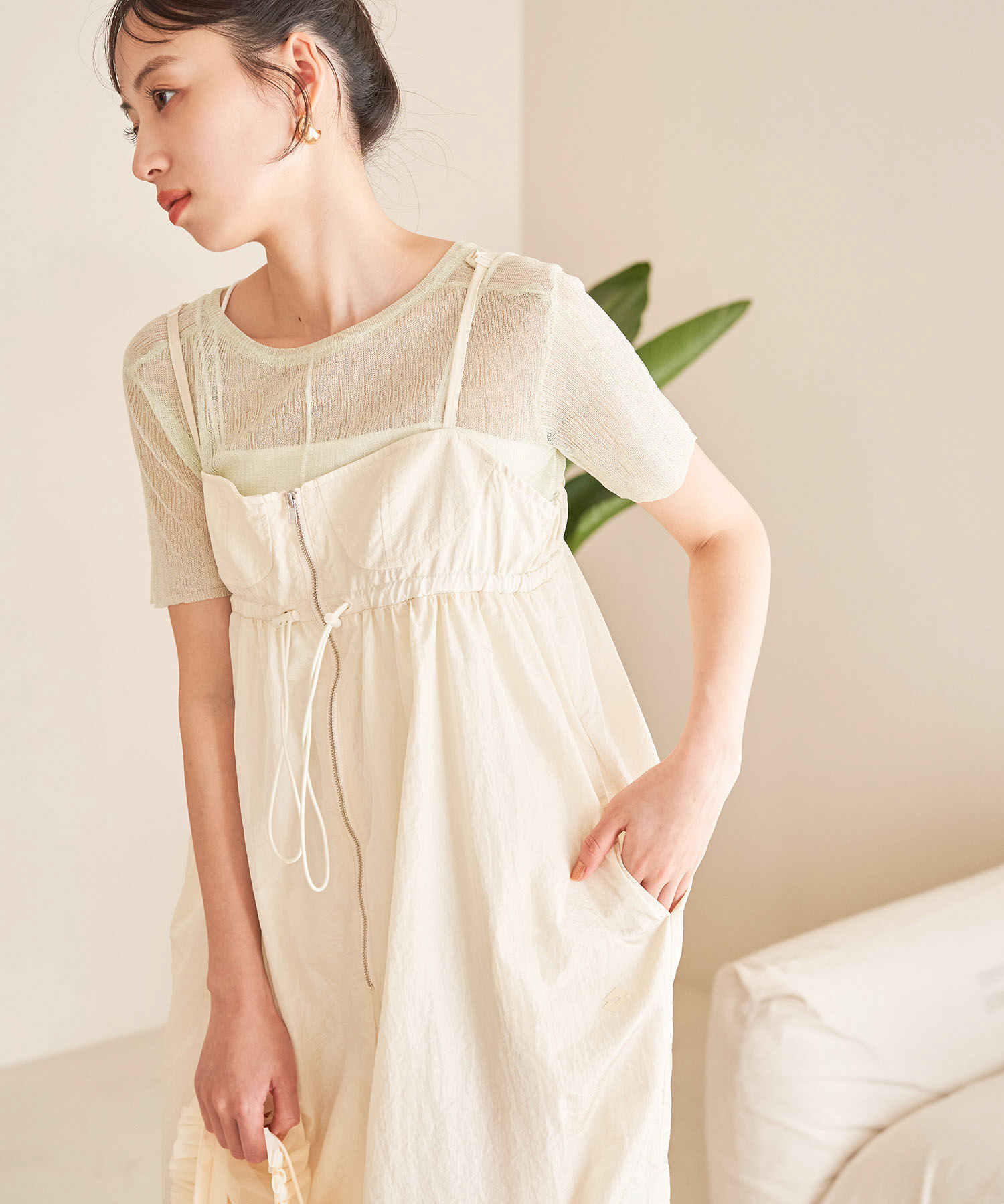 VIS「【Lottoコラボ】ナイロンバルーンキャミワンピース」|ワンピース|