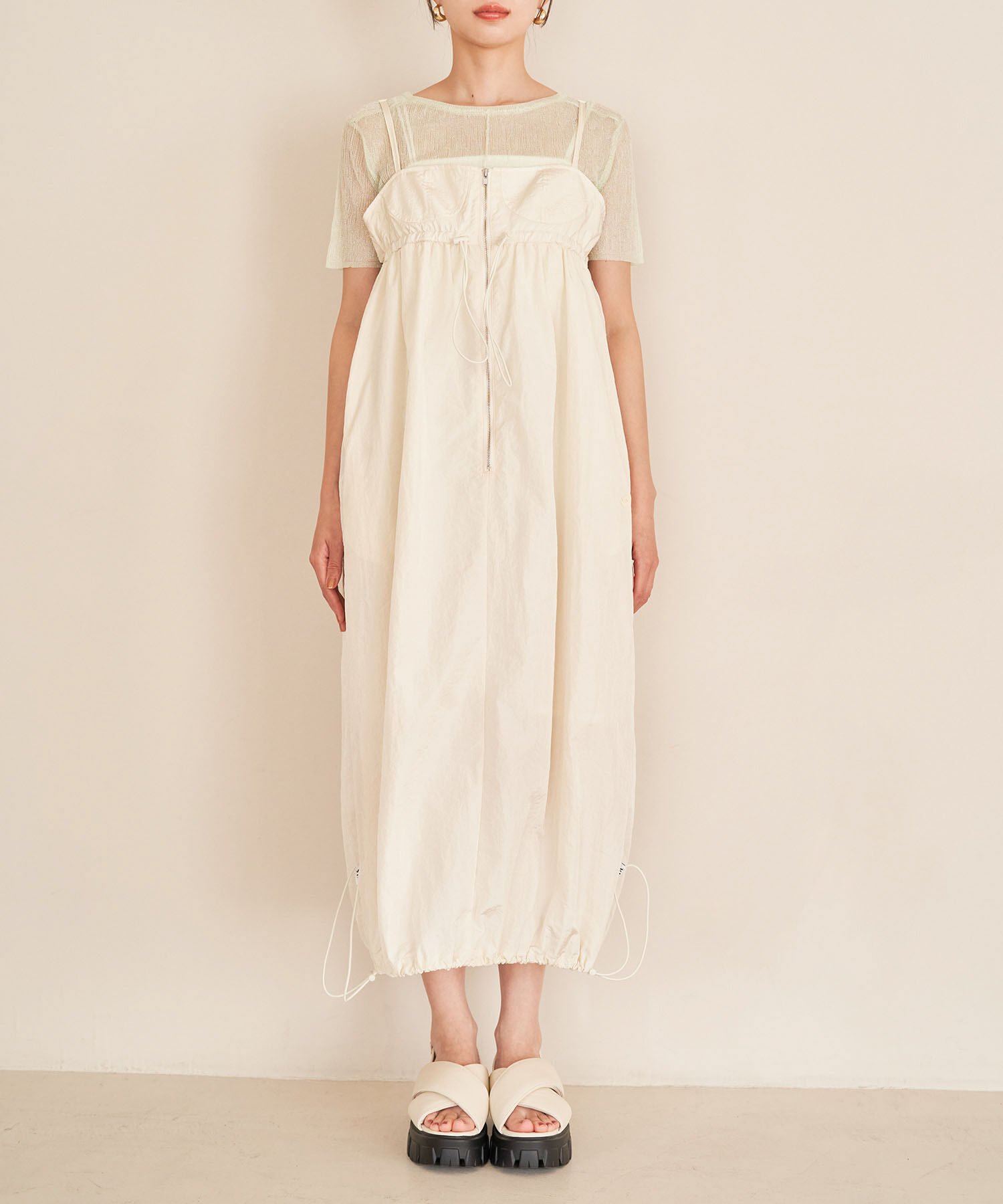 VIS「【Lottoコラボ】ナイロンバルーンキャミワンピース」|ワンピース|