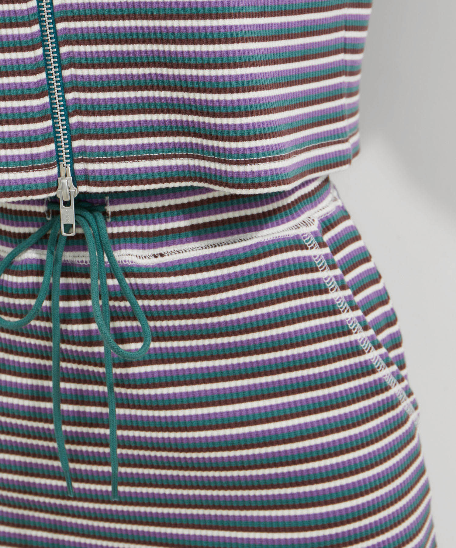 VIS「【セットアップ対応】リブ半袖ZIPカーディガン【洗える】」|カーディガン|