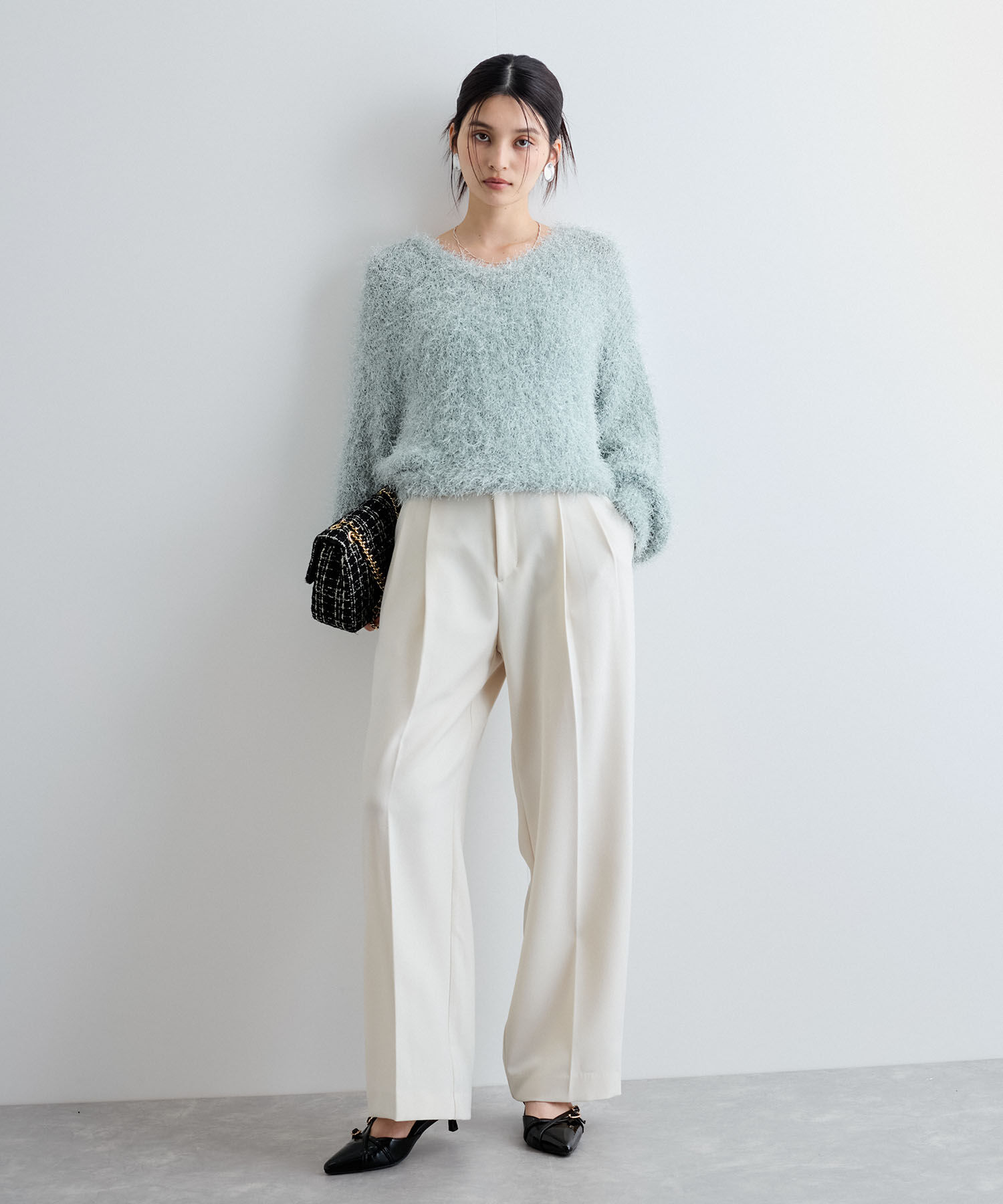 VIS「【新色追加】【美easy】ウーリッシュ2タックワイド/スラックスパンツ【洗える】」|スラックス|