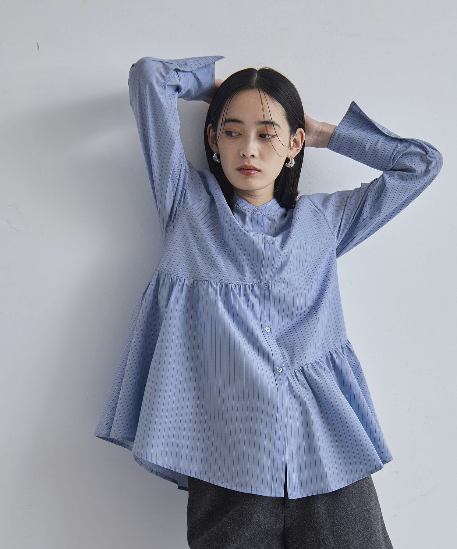 VIS「【洗える】アシンメトリーフレアーシャツ」|シャツ・ブラウス|