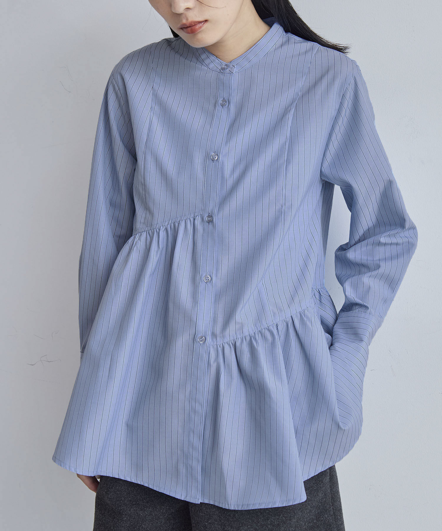 VIS「【洗える】アシンメトリーフレアーシャツ」|シャツ・ブラウス|