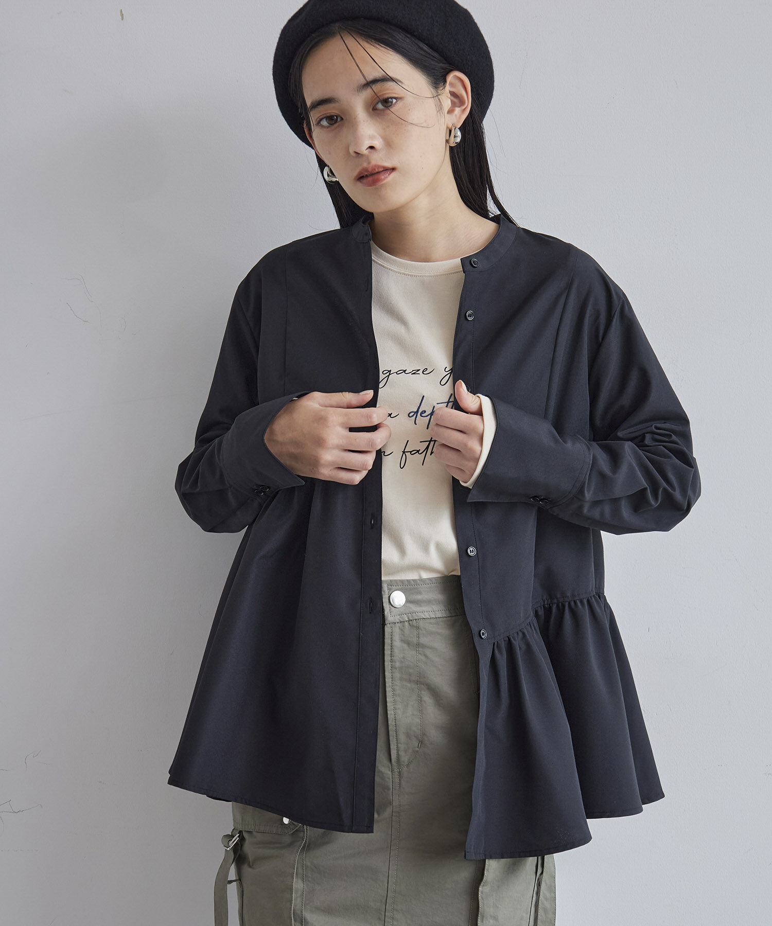 VIS「【洗える】アシンメトリーフレアーシャツ」|シャツ・ブラウス|