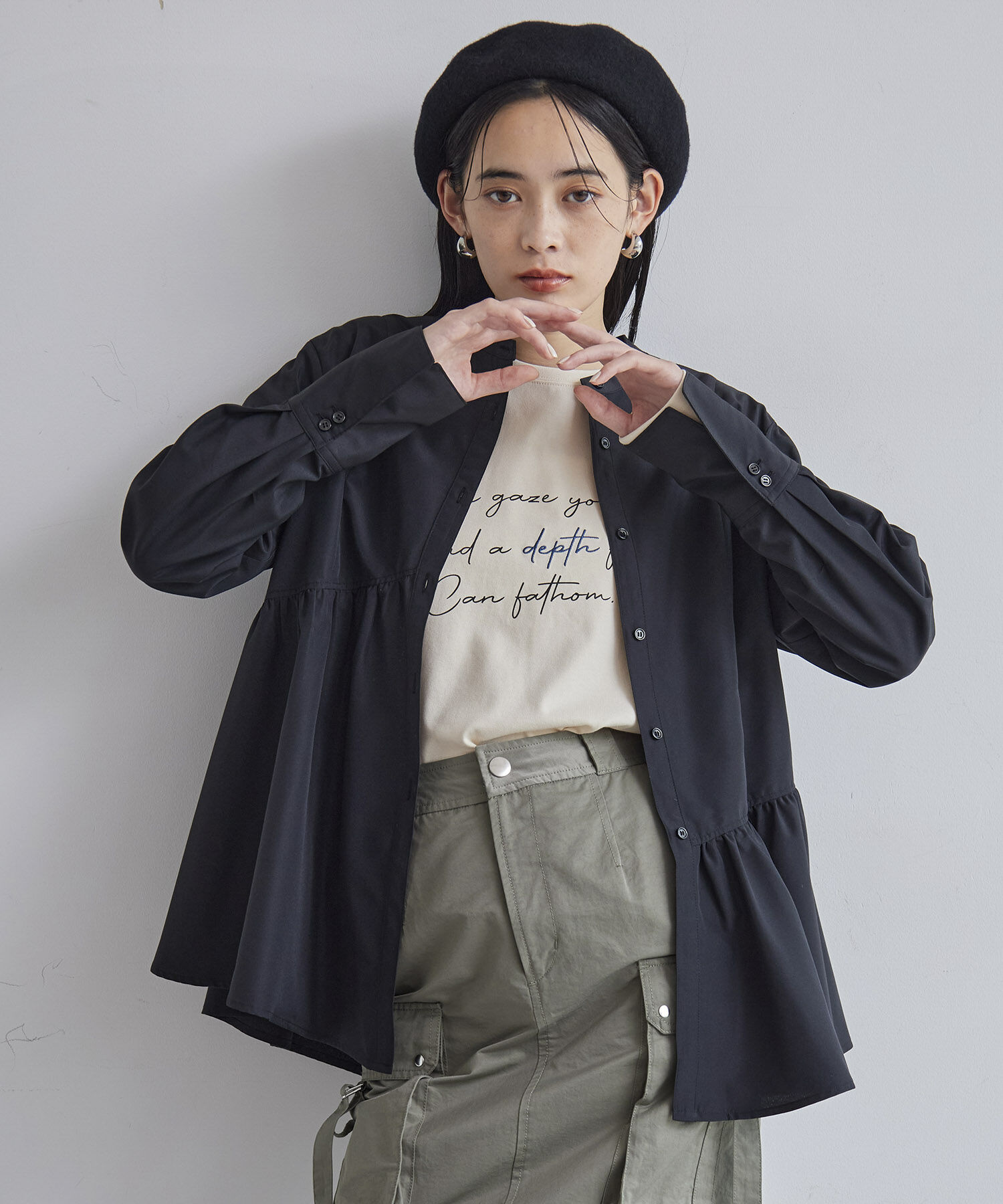 VIS「【洗える】アシンメトリーフレアーシャツ」|シャツ・ブラウス|