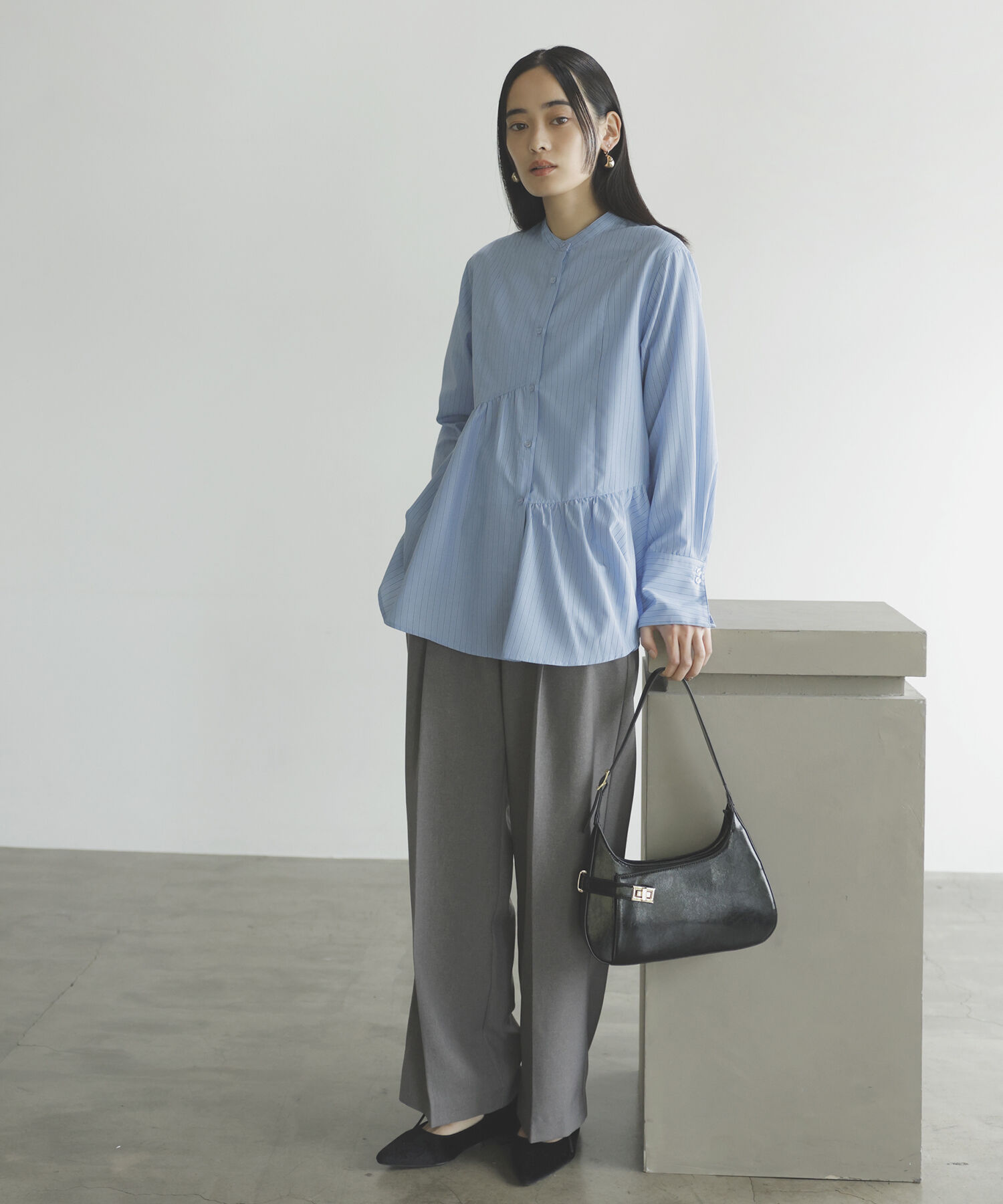 VIS「【洗える】アシンメトリーフレアーシャツ」|シャツ・ブラウス|