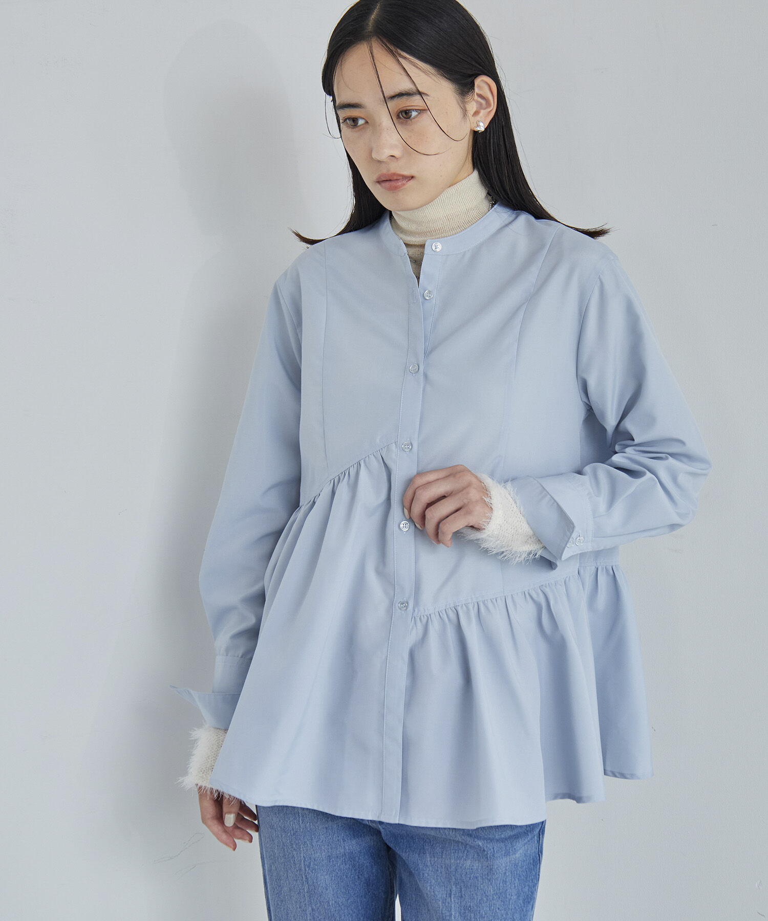 VIS「【洗える】アシンメトリーフレアーシャツ」|シャツ・ブラウス|