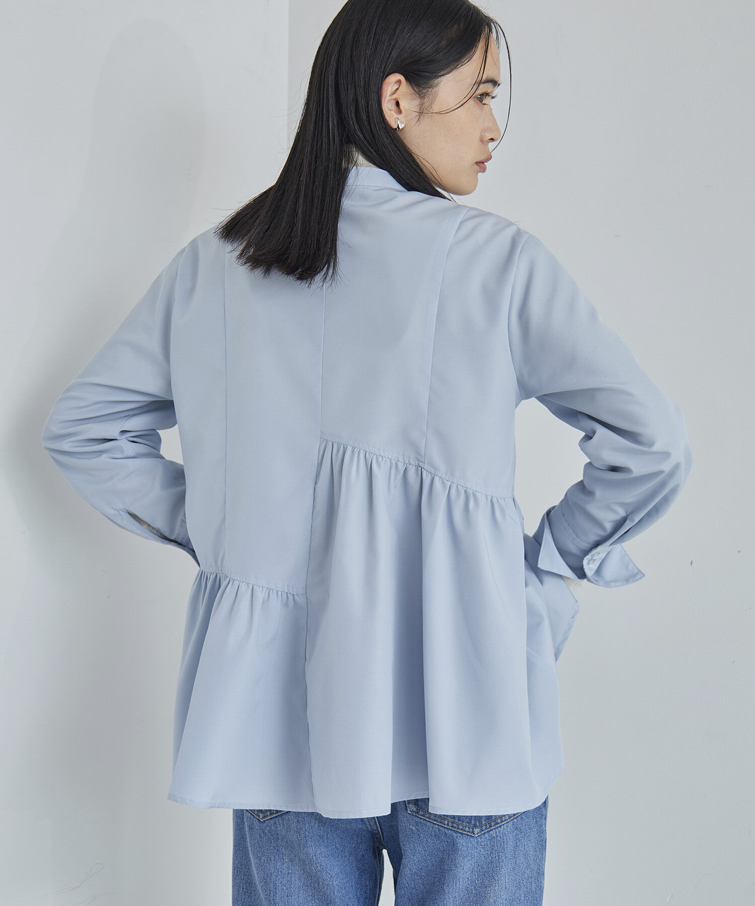 VIS「【洗える】アシンメトリーフレアーシャツ」|シャツ・ブラウス|