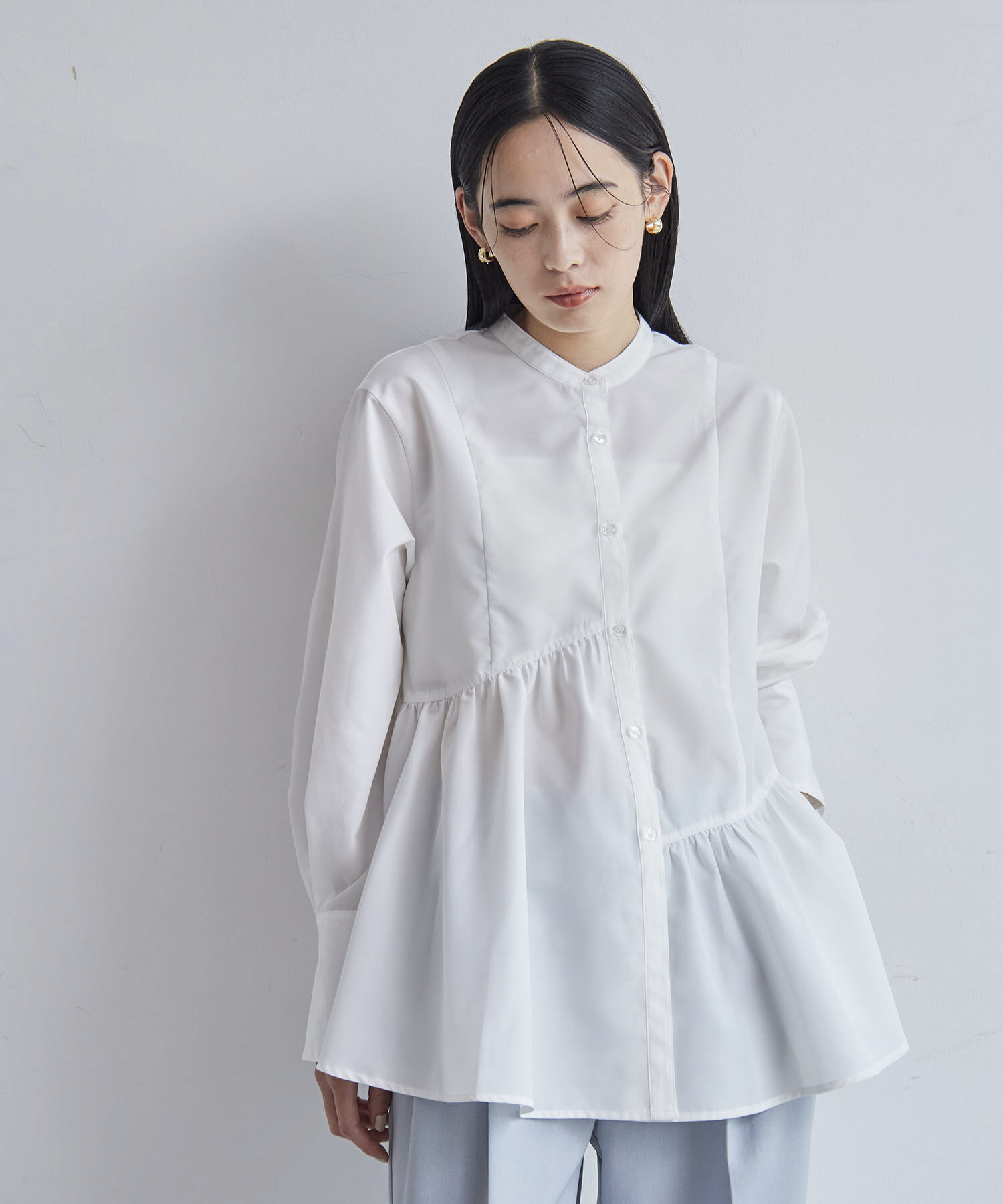 VIS「【洗える】アシンメトリーフレアーシャツ」|シャツ・ブラウス|