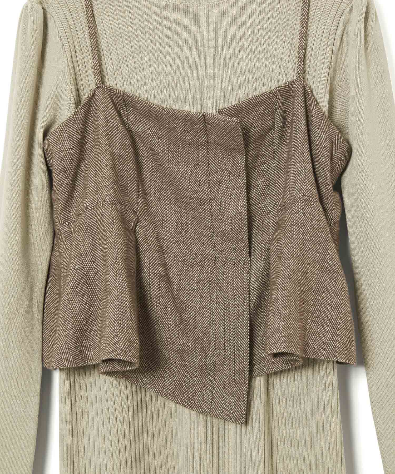 VIS「【SET】ビスチェセット裾ミニフリルリブニットワンピース」|ワンピース|