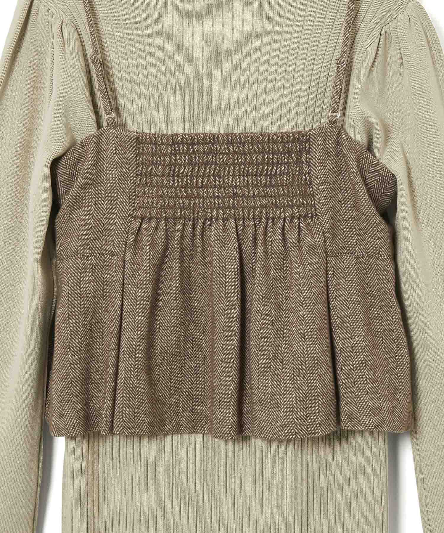 VIS「【SET】ビスチェセット裾ミニフリルリブニットワンピース」|ワンピース|