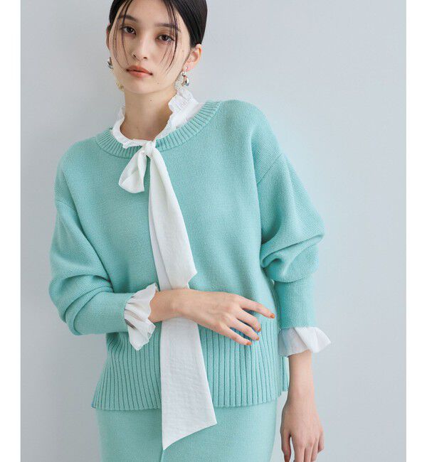 VIS「【セットアップ対応】もちっとニットミラノリブプルオーバー」|ニット・セーター|サックス