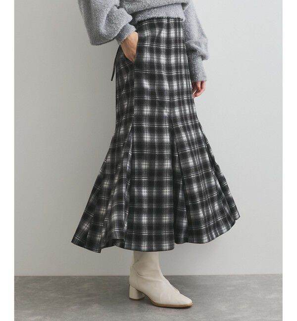 VIS「【洗える】チェック柄マーメイドスカート」|スカート|