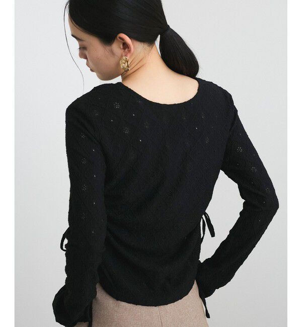 VIS「【洗える】フラワージャガードサイドドロストカットカーディガン【前後2WAY】」|カーディガン|