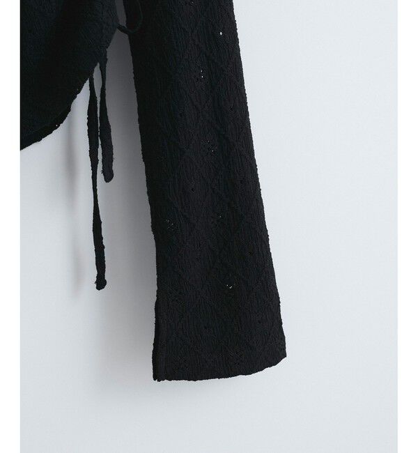 VIS「【洗える】フラワージャガードサイドドロストカットカーディガン【前後2WAY】」|カーディガン|