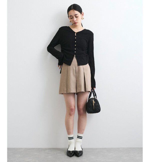 VIS「【洗える】フラワージャガードサイドドロストカットカーディガン【前後2WAY】」|カーディガン|