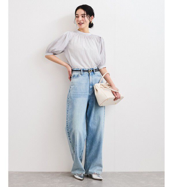 VIS「【2WAY】ビッグリボンハーフスリーブブラウス【洗える】」|シャツ・ブラウス|