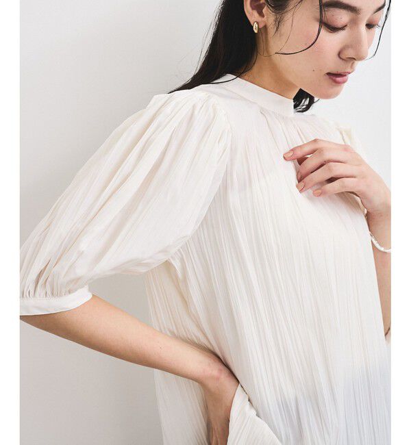 VIS「【2WAY】ビッグリボンハーフスリーブブラウス【洗える】」|シャツ・ブラウス|