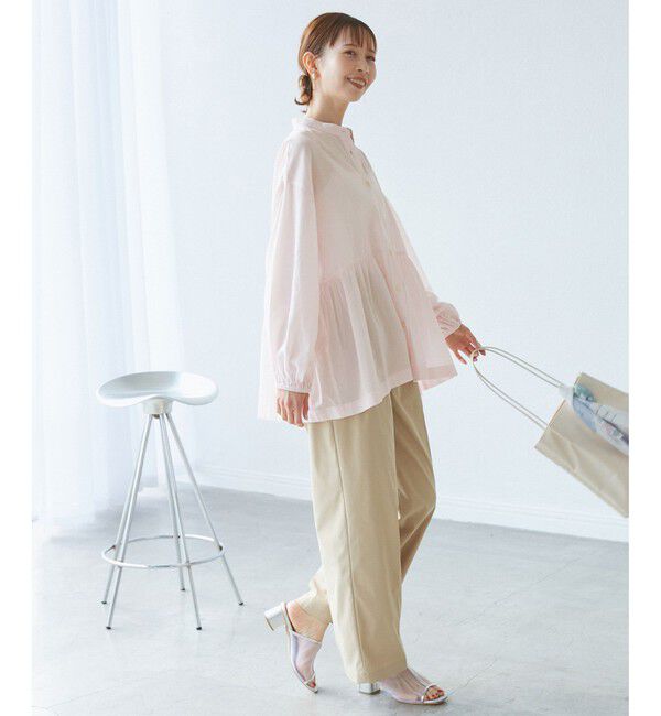 Rope&rsquo;Picnic「【接触冷感・通気性】お着軽シャツシリーズ/綿ボイルペプラムシャツ」|シャツ・ブラウス|